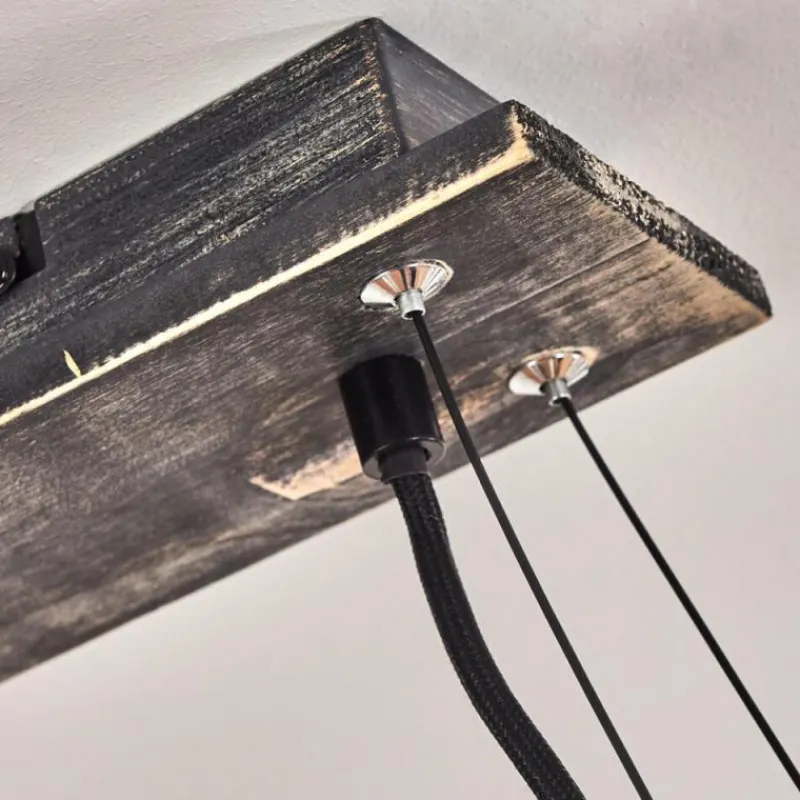 Lampes Industrielles-hofstein Suspension Aarhus Bois foncé, Noir, 4 lumières