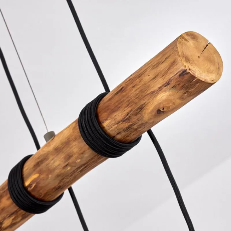 Style Boho-Chic-Lampe Suspension Adama Bois foncé, Noir, 5 lumières