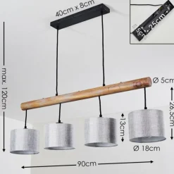 Lampes En Tissu-hofstein Suspension Adelboden Bois clair, Noir, 4 lumières