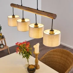 Lampes En Tissu-hofstein Suspension Adelboden Bois clair, Noir, 4 lumières