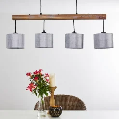 Lampes En Tissu-hofstein Suspension Adelboden Bois clair, Noir, 4 lumières