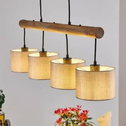 Lampes En Tissu-hofstein Suspension Adelboden Bois clair, Noir, 4 lumières