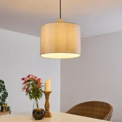 Lampes En Tissu-hofstein Suspension Adelboden Bois clair, Noir, 1 lumière