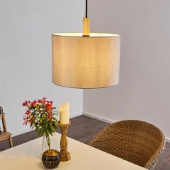 Lampes En Tissu-hofstein Suspension Adelboden Bois clair, Noir, 1 lumière