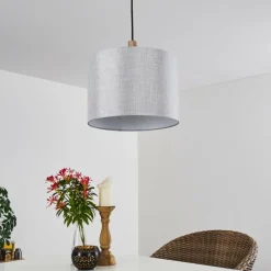 Lampes En Tissu-hofstein Suspension Adelboden Bois clair, Noir, 1 lumière