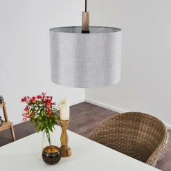 Lampes En Tissu-hofstein Suspension Adelboden Bois clair, Noir, 1 lumière