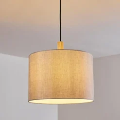 Lampes En Tissu-hofstein Suspension Adelboden Bois clair, Noir, 1 lumière