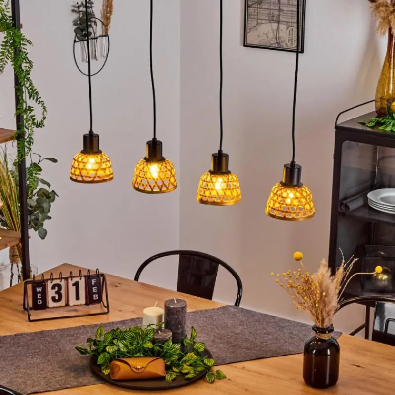Style Boho-Chic-hofstein Suspension Aeschi Noir, 4 lumières