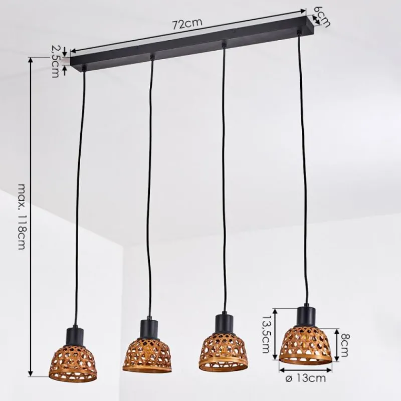 Style Boho-Chic-hofstein Suspension Aeschi Noir, 4 lumières