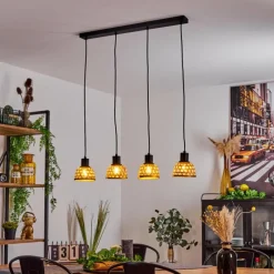 Style Boho-Chic-hofstein Suspension Aeschi Noir, 4 lumières