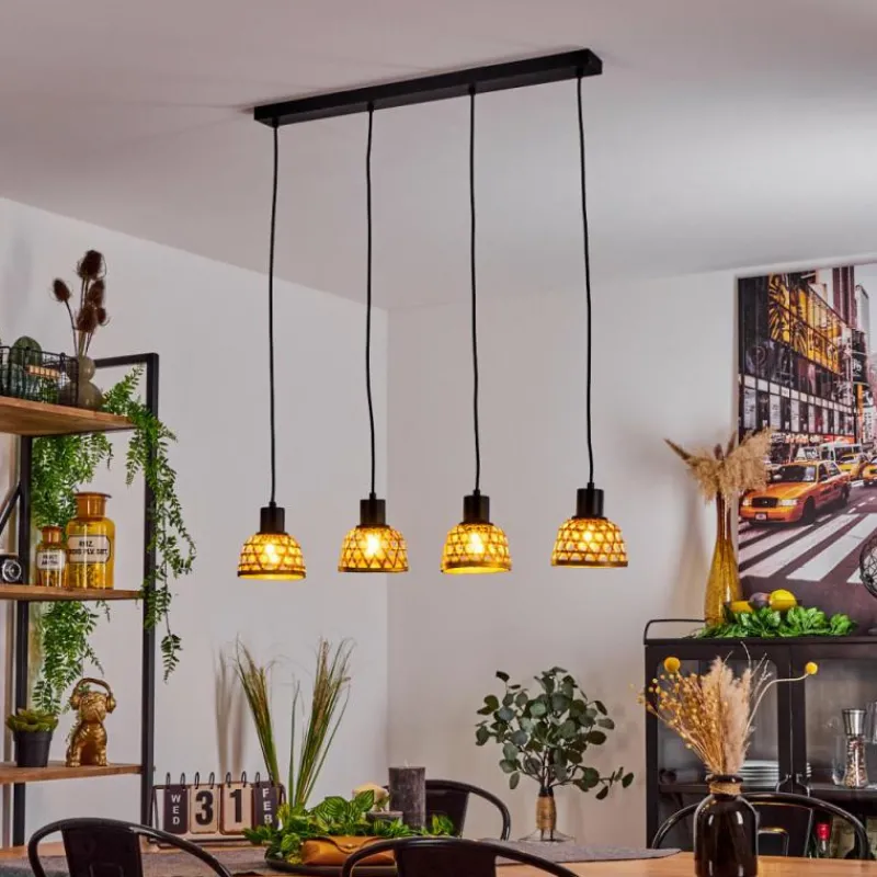 Style Boho-Chic-hofstein Suspension Aeschi Noir, 4 lumières