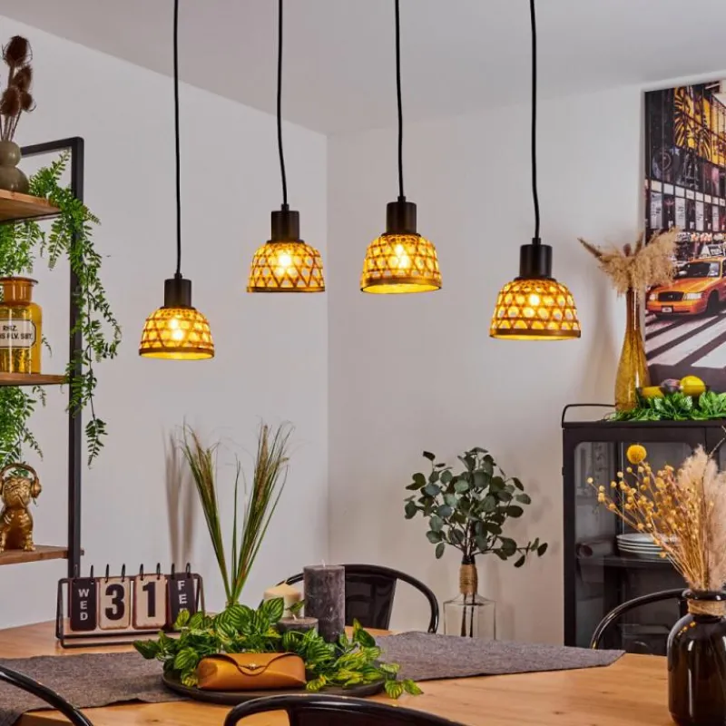 Style Boho-Chic-hofstein Suspension Aeschi Noir, 4 lumières