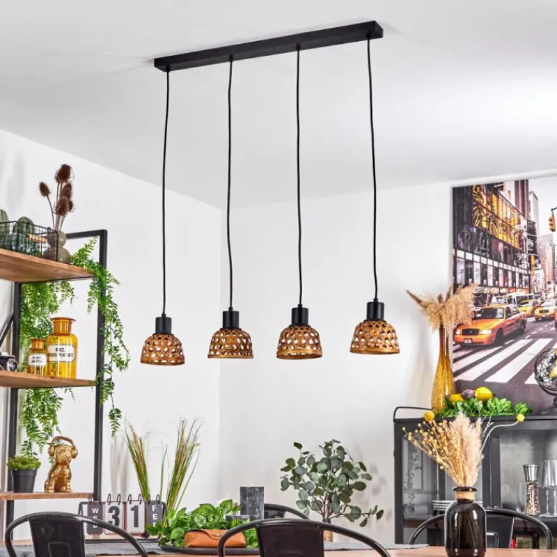 Style Boho-Chic-hofstein Suspension Aeschi Noir, 4 lumières