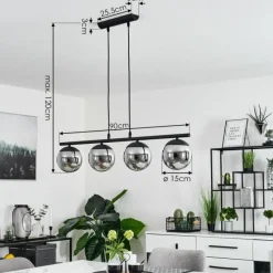 hofstein Suspension Agropoli Noir, 4 lumières