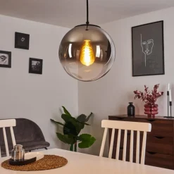 Suspension Verre Fumé-hofstein Suspension Ahanga Noir, 1 lumière