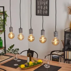 Lampes Industrielles-hofstein Suspension Ajaccio Argent Oxydé, 5 lumières