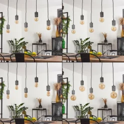 Lampes Industrielles-hofstein Suspension Ajaccio Argent Oxydé, 5 lumières