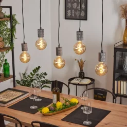 Lampes Industrielles-hofstein Suspension Ajaccio Argent Oxydé, 5 lumières