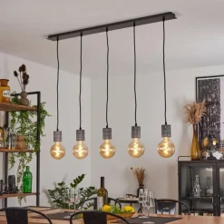 Lampes Industrielles-hofstein Suspension Ajaccio Argent Oxydé, 5 lumières