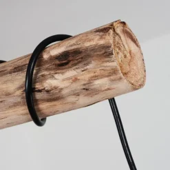 Style Boho-Chic-hofstein Suspension Ajaccio Bois clair, Noir, 6 lumières