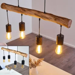 Luminaires Scandinaves-hofstein Suspension Ajaccio Bois foncé, Noir, 4 lumières
