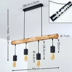 Luminaires Scandinaves-hofstein Suspension Ajaccio Bois foncé, Noir, 4 lumières