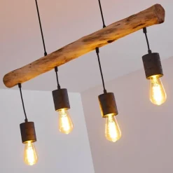 Luminaires Scandinaves-hofstein Suspension Ajaccio Bois foncé, Noir, 4 lumières