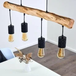 Luminaires Scandinaves-hofstein Suspension Ajaccio Bois foncé, Noir, 4 lumières