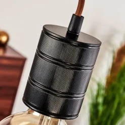 Lampes Vintages & Rétros-hofstein Suspension Ajaccio Bois foncé, Noir, 4 lumières