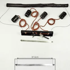 Lampes Vintages & Rétros-hofstein Suspension Ajaccio Bois foncé, Noir, 4 lumières