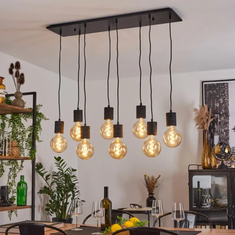 Lampes Industrielles-hofstein Suspension Ajaccio Noir, 8 lumières