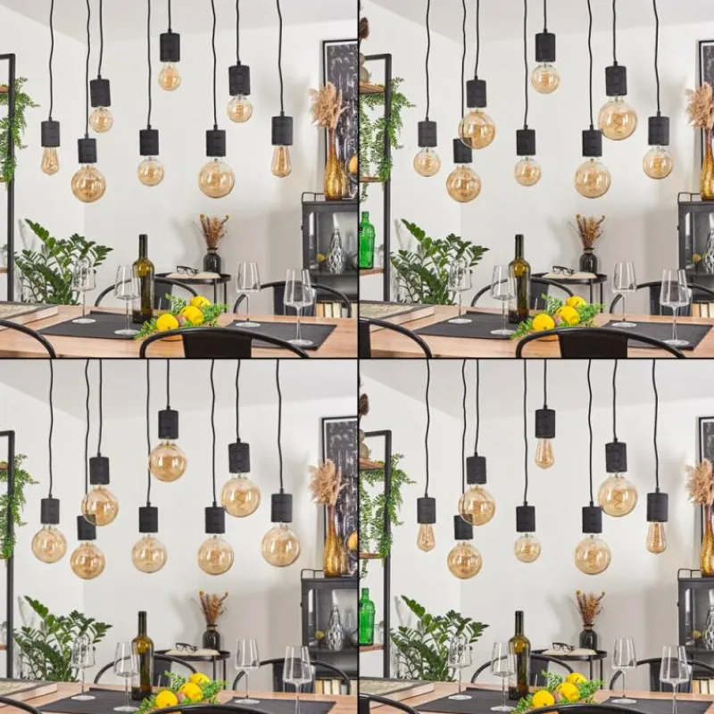 Lampes Industrielles-hofstein Suspension Ajaccio Noir, 8 lumières