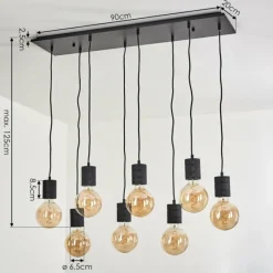 Lampes Industrielles-hofstein Suspension Ajaccio Noir, 8 lumières