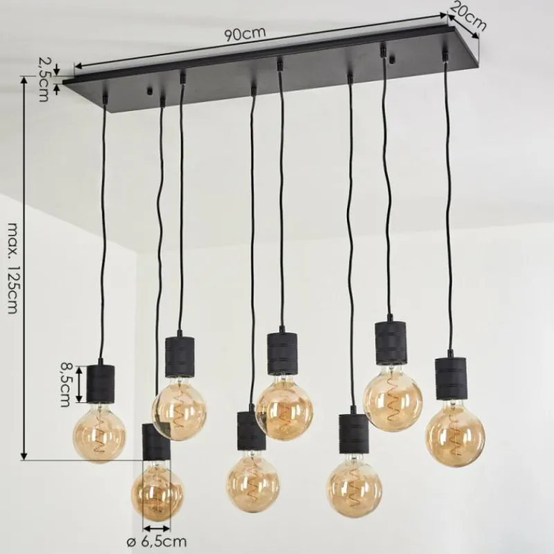 Lampes Industrielles-hofstein Suspension Ajaccio Noir, 8 lumières