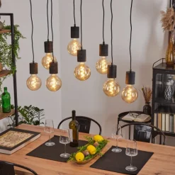 Lampes Industrielles-hofstein Suspension Ajaccio Noir, 8 lumières