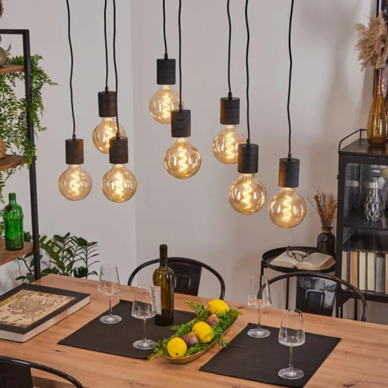 Lampes Industrielles-hofstein Suspension Ajaccio Noir, 8 lumières