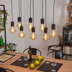 Lampes Industrielles-hofstein Suspension Ajaccio Noir, 8 lumières