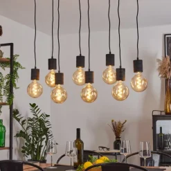 Lampes Industrielles-hofstein Suspension Ajaccio Noir, 8 lumières