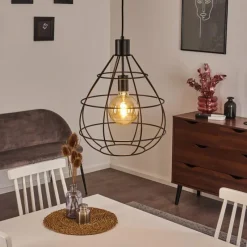 Lampes Vintages & Rétros-hofstein Suspension Alafe Noir, 1 lumière