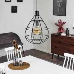 Lampes Vintages & Rétros-hofstein Suspension Alafe Noir, 1 lumière