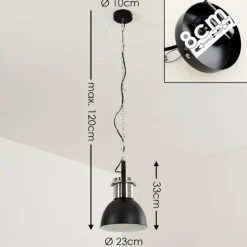 Lampes Industrielles-hofstein Suspension Alamosa Chrome, Noir, 1 lumière