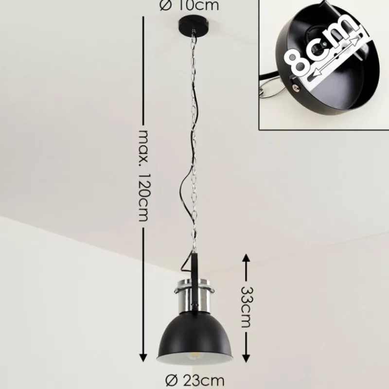 Lampes Industrielles-hofstein Suspension Alamosa Chrome, Noir, 1 lumière