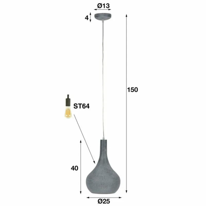 Lampes Industrielles-hofstein Suspension Alenhoven Gris, 1 lumière