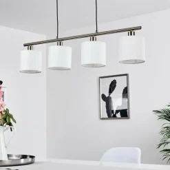Lampes En Tissu-hofstein Suspension Alsen Nickel mat, 4 lumières