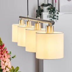 Lampes En Tissu-hofstein Suspension Alsen Nickel mat, 4 lumières