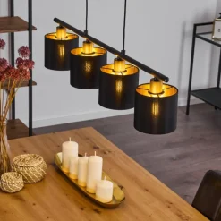 Lampes En Tissu-hofstein Suspension Alsen Noir, 4 lumières