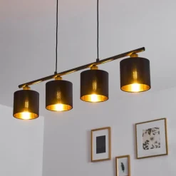 Lampes En Tissu-hofstein Suspension Alsen Noir, 4 lumières