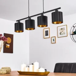 Lampes En Tissu-hofstein Suspension Alsen Noir, 4 lumières