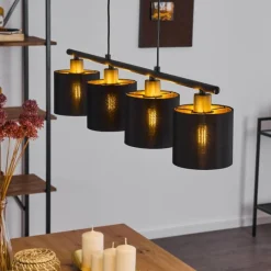 Lampes En Tissu-hofstein Suspension Alsen Noir, 4 lumières