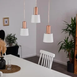 Luminaires Scandinaves-hofstein Suspension Altamiros Cuivre, Blanc, 3 lumières